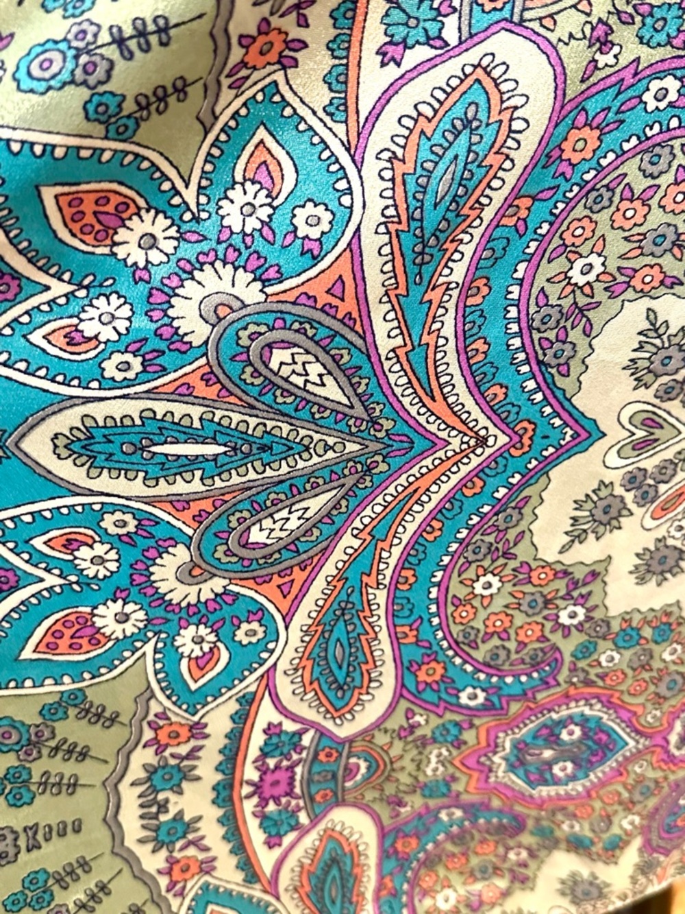 Festival Boho Paisley SHORT KIMONO STYLE DRESS - Teal Multi - OS - 70% SILK - Picture 11 of 17